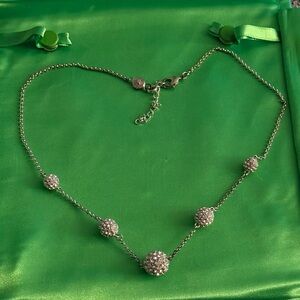 Elegant Silver Colored Necklace with Crystal Accents